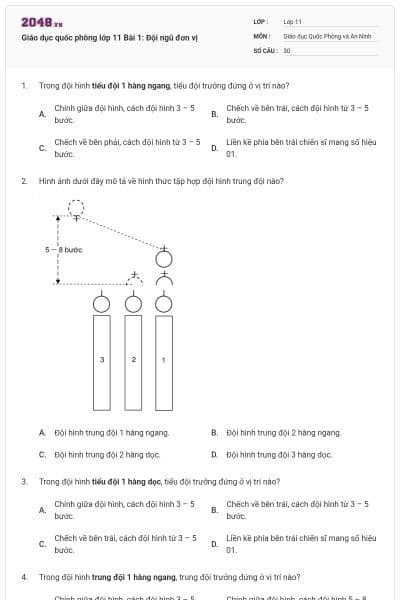 Giáo dục quốc phòng lớp 11 Bài 1: Đội ngũ đơn vị