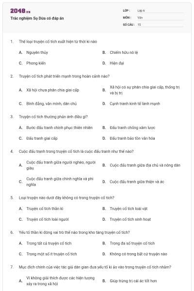 Trắc nghiệm Sọ Dừa có đáp án