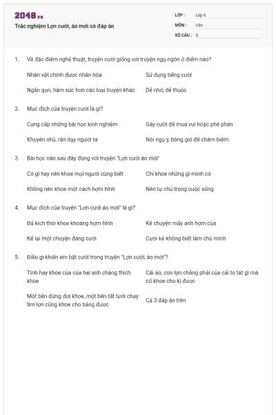 Trắc nghiệm Lợn cưới, áo mới có đáp án