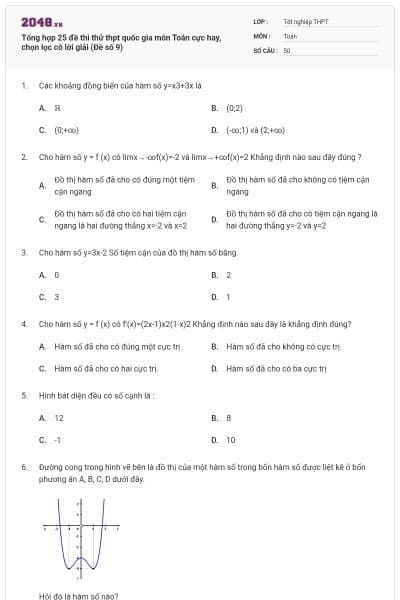 Tổng hợp 25 đề thi thử thpt quốc gia môn Toán cực hay, chọn lọc có lời giải (Đề số 9)