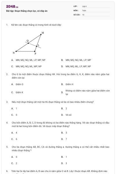 Bài tập: Đoạn thẳng chọn lọc, có đáp án