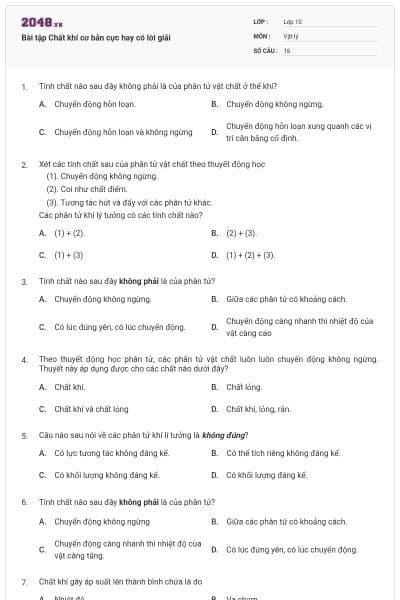 Bài tập Chất khí cơ bản cực hay có lời giải