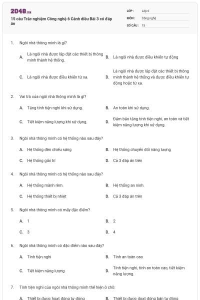 15 câu Trắc nghiệm Công nghệ 6 Cánh diều Bài 3 có đáp án