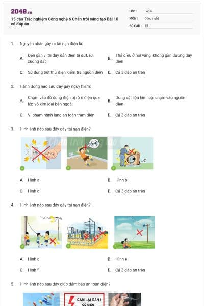 15 câu Trắc nghiệm Công nghệ 6 Chân trời sáng tạo Bài 10 có đáp án
