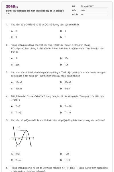 Đề thi thử thpt quốc gia môn Toán cực hay có lời giải (Đề 13)