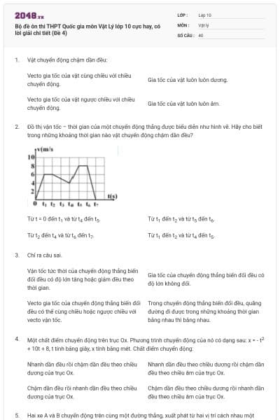 Bộ đề ôn thi THPT Quốc gia môn Vật Lý lớp 10 cực hay, có lời giải chi tiết (Đề 4)