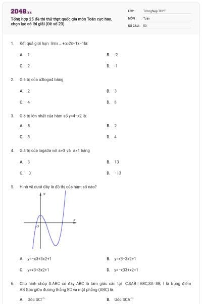 Tổng hợp 25 đề thi thử thpt quốc gia môn Toán cực hay, chọn lọc có lời giải (Đề số 23)