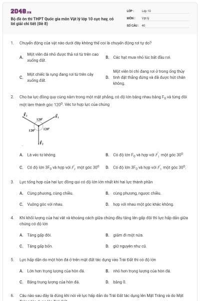 Bộ đề ôn thi THPT Quốc gia môn Vật lý lớp 10 cực hay, có lời giải chi tiết (Đề 8)