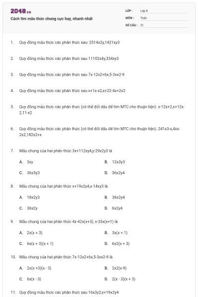 Cách tìm mẫu thức chung cực hay, nhanh nhất