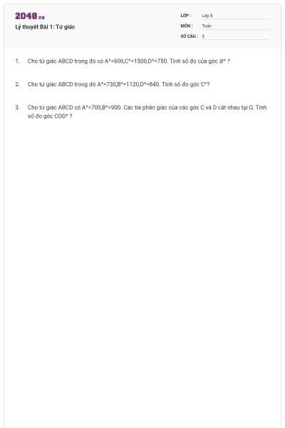 Lý thuyết Bài 1: Tứ giác