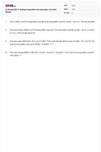 Lý thuyết Bài 4: Đường trung bình của tam giác, của hình thang