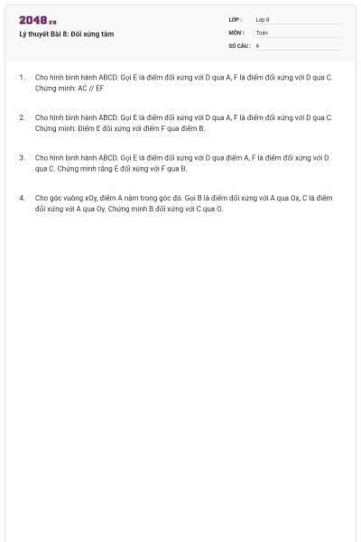 Lý thuyết Bài 8: Đối xứng tâm