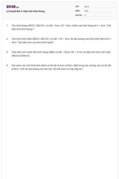 Lý thuyết Bài 4: Diện tích hình thang