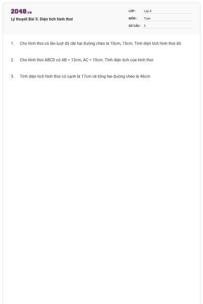Lý thuyết Bài 5: Diện tích hình thoi