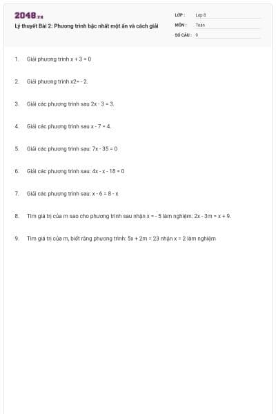 Lý thuyết Bài 2: Phương trình bậc nhất một ẩn và cách giải