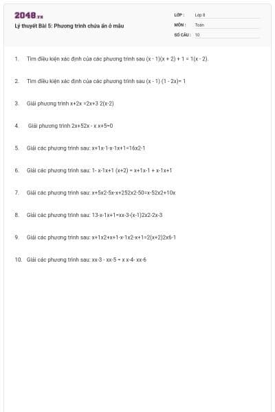 Lý thuyết Bài 5: Phương trình chứa ẩn ở mẫu