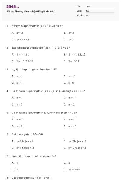 Bài tập Phương trình tích (có lời giải chi tiết)