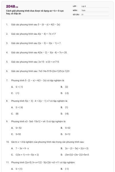 Cách giải phương trình đưa được về dạng ax + b = 0 cực hay, có đáp án