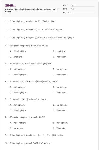 Cách xác định số nghiệm của một phương trình cực hay, có đáp án
