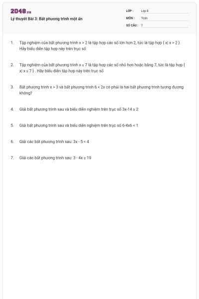 Lý thuyết Bài 3: Bất phương trình một ẩn