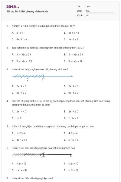 Bài tập Bài 3: Bất phương trình một ẩn