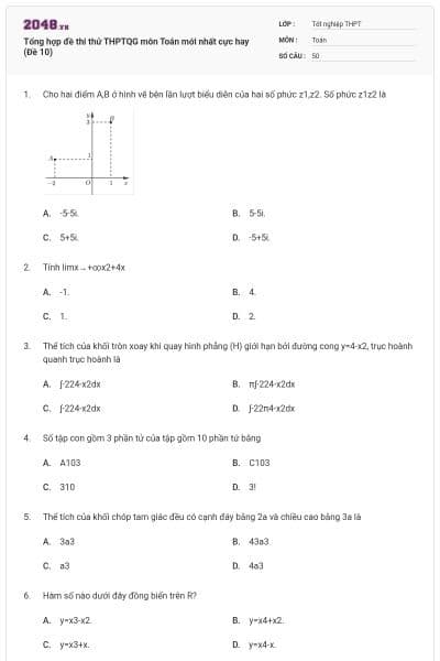 Tổng hợp đề thi thử THPTQG môn Toán mới nhất cực hay (Đề 10)