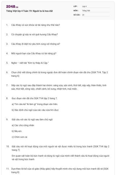 Tiếng Việt lớp 4 Tuần 19: Người ta là hoa đất