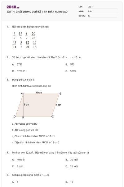 BÀI THI CHẤT LƯỢNG CUỐI KỲ II TH TRẦN HƯNG ĐẠO
