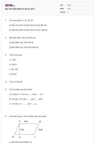 BÀI THI CUỐI NĂM TH AN CƯ SỐ 2