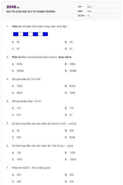 BÀI THI CUỐI HỌC KÌ II TH THANH TRƯỜNG