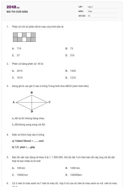 BÀI THI CUỐI NĂM