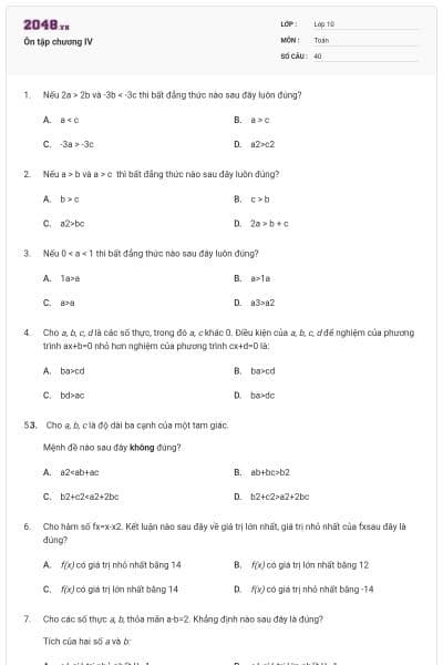 Ôn tập chương IV