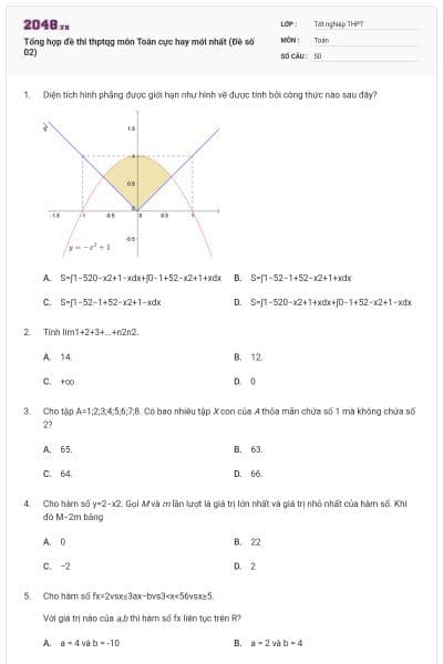 Tổng hợp đề thi thptqg môn Toán cực hay mới nhất (Đề số 02)