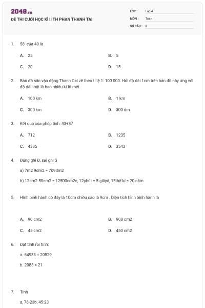 ĐỀ THI CUỐI HỌC KÌ II TH PHAN THANH TAI