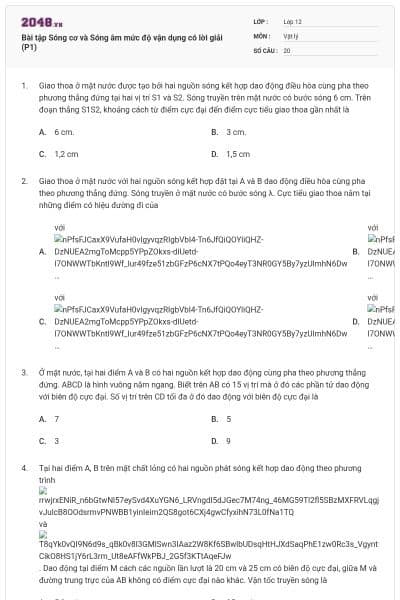 Bài tập Sóng cơ và Sóng âm mức độ vận dụng có lời giải (P1)