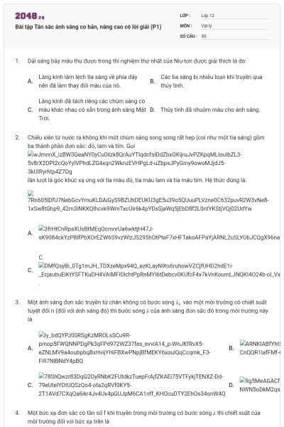 Bài tập Tán sắc ánh sáng cơ bản, nâng cao có lời giải (P1)