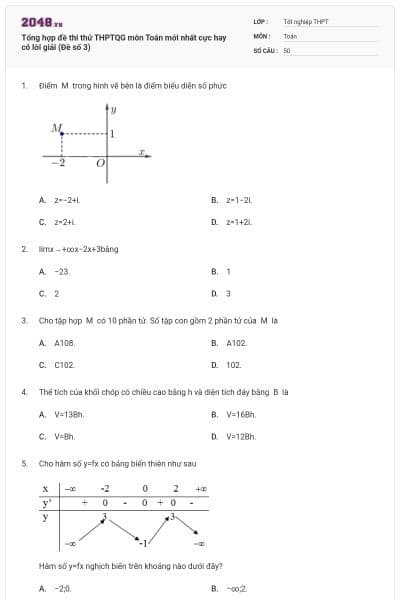 Tổng hợp đề thi thử THPTQG môn Toán mới nhất cực hay có lời giải (Đề số 3)