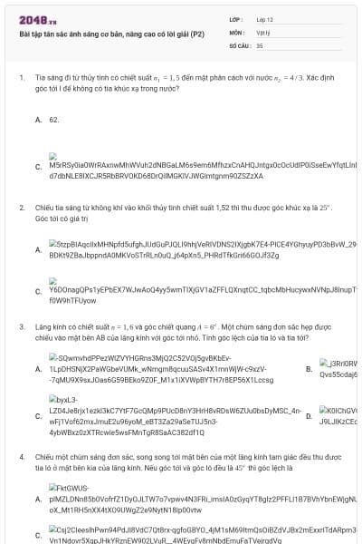 Bài tập tán sắc ánh sáng cơ bản, nâng cao có lời giải (P2)