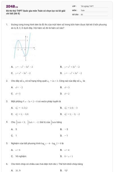 Đề thi thử THPT Quốc gia môn Toán có chọn lọc và lời giải chi tiết (Đề 8)