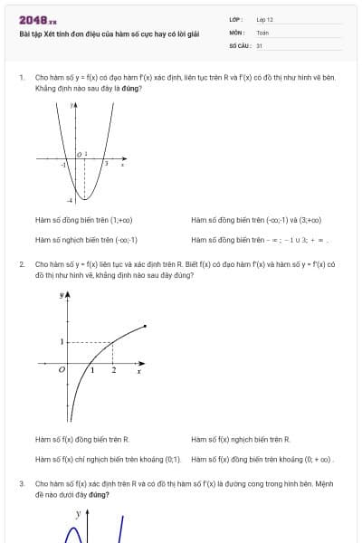 Bài tập Xét tính đơn điệu của hàm số cực hay có lời giải