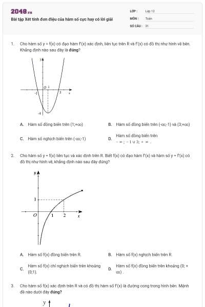 Bài tập Xét tính đơn điệu của hàm số cực hay có lời giải