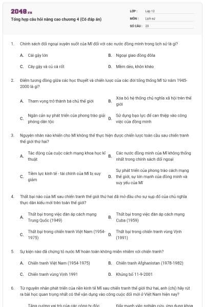 Tổng hợp câu hỏi nâng cao chương 4 (Có đáp án)