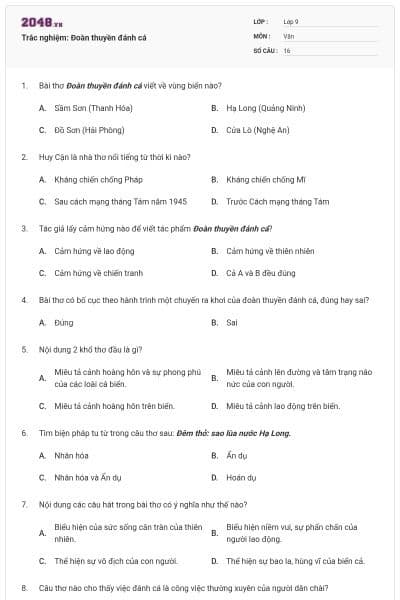 Trắc nghiệm: Đoàn thuyền đánh cá