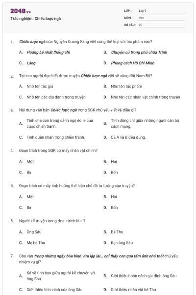 Trắc nghiệm: Chiếc lược ngà