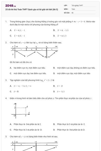 25 đề thi thử Toán THPT Quốc gia có lời giải chi tiết (Đề 5)