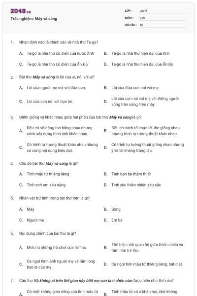 Trắc nghiệm: Mây và sóng