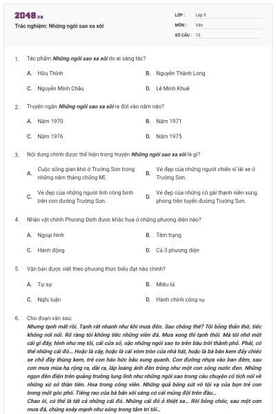 Trắc nghiệm: Những ngôi sao xa xôi