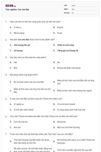 Trắc nghiệm: Con chó Bấc