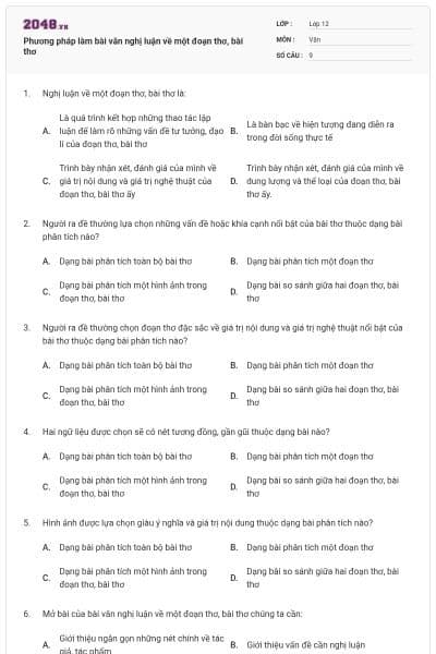 Phương pháp làm bài văn nghị luận về một đoạn thơ, bài thơ