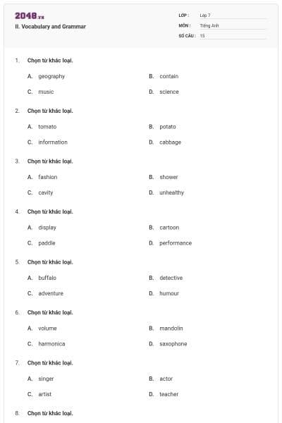 II. Vocabulary and Grammar